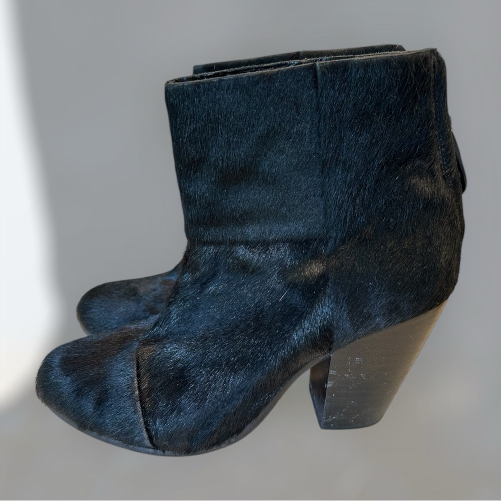 Rag & Bone Newbury Calf Hair Ankle Booties with Chunky Heel, Sz 8.5